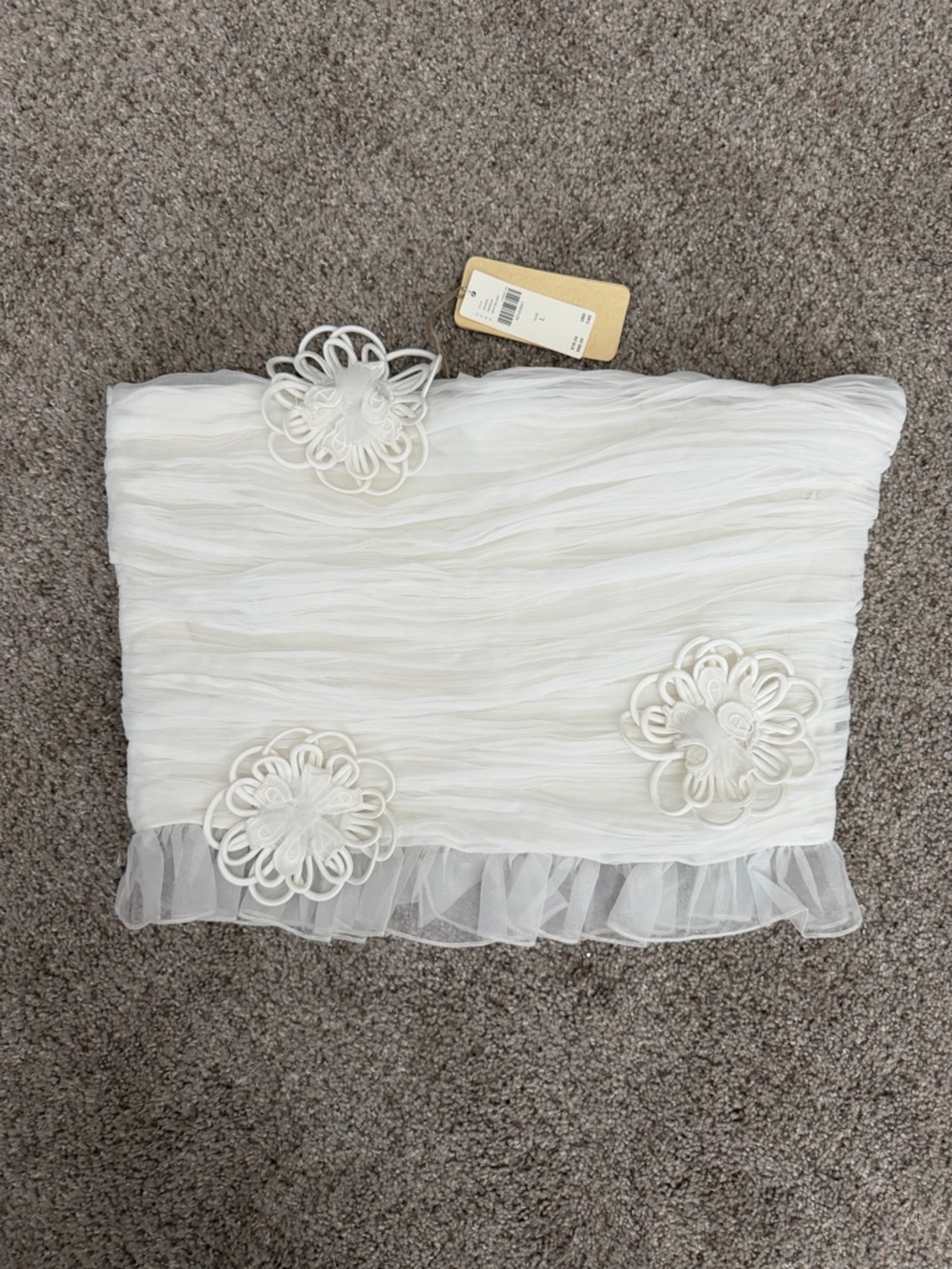 White Floral Applique Tube Top Anthropologie